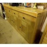 Cotswold Collection Large 4 Door 4 drawer Oak Sideboard, H 950mm W 2100mm D 440mm