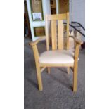 Cotswold Collection Oak Carver chair with Cream Faux Leather Pad, H 1015mm W 600mm D 425mm