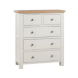 Cotswold Collection 3+2 Painted chest of drawers with a Natural wood top, H 1000mm W 850mm D 400mm