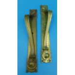 Pair of brass door pulls 41.5cm long by 5.5cm wide