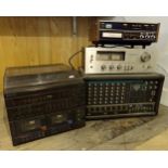 Mixed collection of vintage audio equipment to include Peavey XRD 680 amplifier, Akai 8 track