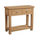 Cotswold Collection Oak 2 Drawer Console Table, H 770mm W 850mm D 350mm