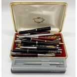 Large collection of vintage pens to include Parker, Watermans, Sheaffer, Senator and others (