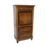 19th century Louis Philippe burr walnut secretaire abatant, the fall front enclosing an elegant