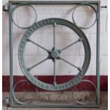 Novelty Victorian iron pedestrian gate, centrally fitted with a lift pulley inscribed 'Archibald