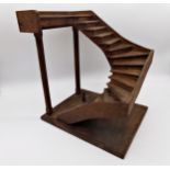 Impressive antique mahogany apprentice model of a staircase, 37 x 32cm