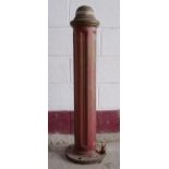 Victorian cast iron bollard or post, fluted decoration and original red paint, 104cm high