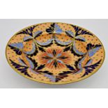 Good early Crown Derby porcelain dish, with blue swags on an orange ground with gilt highlights,