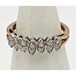 9ct 14 stone diamond cluster ring, size P, 2.6g approx
