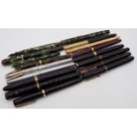 Collection on 18 vintage fountain pens all with 14k nibs, include Waterman, Swan, Sheaffer etc