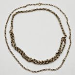 9ct gold belcher chain measuring 44 cm long, weight 4.34 approx together with an unmarked yellow