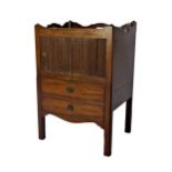 George III mahogany nightstand or bedside, gallery top over slide door and commode drawer, 61 x 50cm