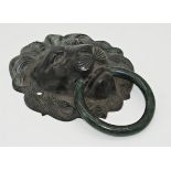 Good quality cast bronze lion head door knocker, 22 x 15 cm