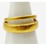 2 22ct wedding bands, the larger size M and K/L, 4.5g approx