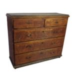 Large 19th century Swedish provincial pine chest of drawers, with original painted finish, two