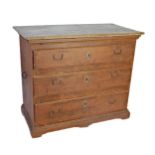 19th century Swedish painted chest of three long drawers, with twin ironwork handles, 98 cm wide x