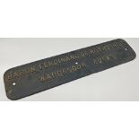 Old cast iron sign inscribed 'Baron Ferdinand De Rothschild, Waddesdon Bucks' 64cm long