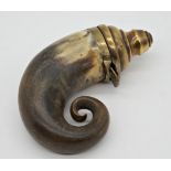 Scottish horn snuff mull with brass hinged lid, 11cm long