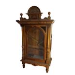 19th century walnut upright Polyphon case (no mechanism), with penny in slot action, 137cm high