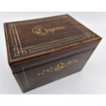 Good quality 19th century rosewood and brass inlaid cigar box, the hinged lid enclosing a fitted