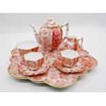 Wileman & Co (early Shelley) 6027 pattern cabaret porcelain set, complete with tray, teapot, milk