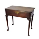 George III oak silver table, shaped moulded top, single drawer, cabriole legs with pad feet, 72 x