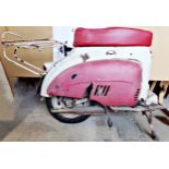 Back half of a late 1950s early 1960s Capri 80 scooter, still appointed with engine and parts (