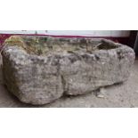 Well weathered natural hewn stone trough, 75 long 50 deep 15 high