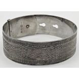 Charles Horner silver engine turned buckle bangle, 25.6g approx