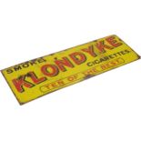 Vintage enamel sign 'Smoke Klondyke Cigarettes', 92 x 31 cm