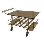 Unusual Mid-century Italian chrome and smoke Lucite drinks trolley, the undertier fitted with a four