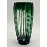 Good quality emerald green crystal glass vase, 27cm high