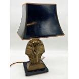 Maison Janson - 1960s Hollywood chic novelty table lamp, mounted be a bronze Pharaoh bust, with