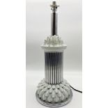 Good quality vintage Italian chrome and porcelain table lamp, with overlapping petal design on a