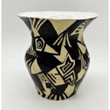 Modernist hand painted studio pottery baluster vase, indistinct signature to base, 27cm high