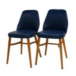Pair of BEN chairs, with blue upholstery on bent beech frames (2)
