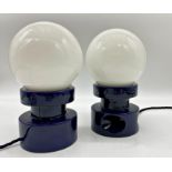 Pair of Italian mid-century ceramic and opaline glass table lamps, 26cm high