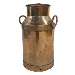 Good quality heavy cast copper milk churn, stamped DGJ and numbered 1211 in brass, 57cm high