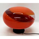 Impressive rare Murano glass table lamp, with large orange mottled shade