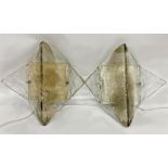 Good quality pair of Murano glass 'Origami' wall lights, textured glass with mottled decoration,