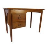 James Leonard for Esavian teak desk, fitted with two drawers with brass handles, 100 cm long x 71 cm