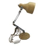 Period Bauhaus anglepoise type articulated desk lamp with cream lacquered shade and stepped circular