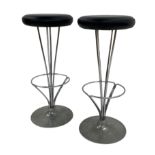 Piet Hein and Bruno Mathsson for Fritz Hansen, pair of chrome bar stools of organic form with