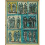 Henry Moore (1898-1986) - Collage of standing classical figures, colour print, 29 x 21cm, framed