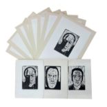 Douglas Thomson (b. 1955) - Head I - XII, set of twelve woodblock prints, signed and inscribed HC (