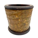 Victorian wooden vessel, possible waste paper bin, with applied crocodile skin exterior,