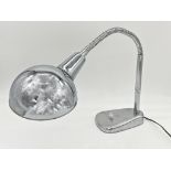 1960s chrome snake desk lamp, with weighted base, 60cm high approx