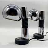 Egon Hillebrand - Pair of adjustable chrome eyeball lamps, 31cm high