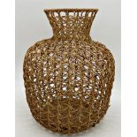 Mid-century woven wicker floor vase, 42cm high