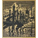 Adrian Allinson (1890-1959) - "The Rialto", signed and dated 1928, limited 7/50 woodblock print,